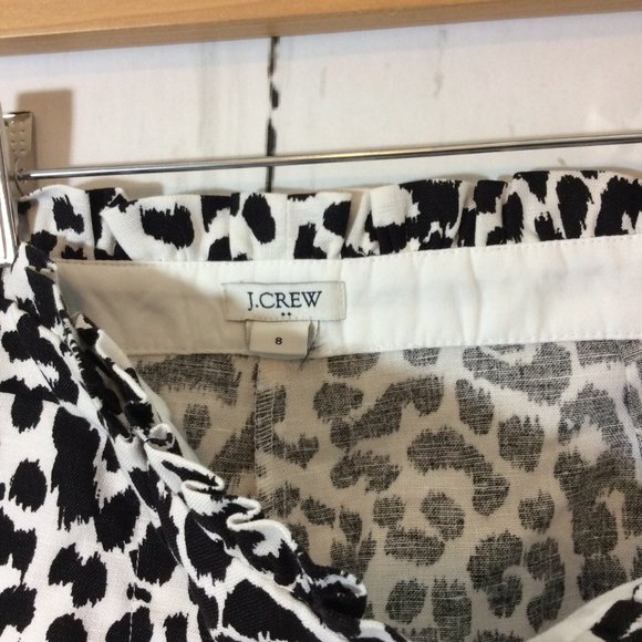 2/$30 J. Crew Black White Animal Print Linen Blend Ruffle Shorts - Picture 11 of 11